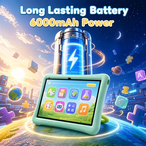 Image of ZZB 10 Inch Android 15 Tablet for Kids with Case, 8GB (3+5 Extended) RAM + 32GB Storage (Supports 1TB Micro SD), 6000mAh Long Battery, Dual Cameras, Android Tablets Tablets for Kids