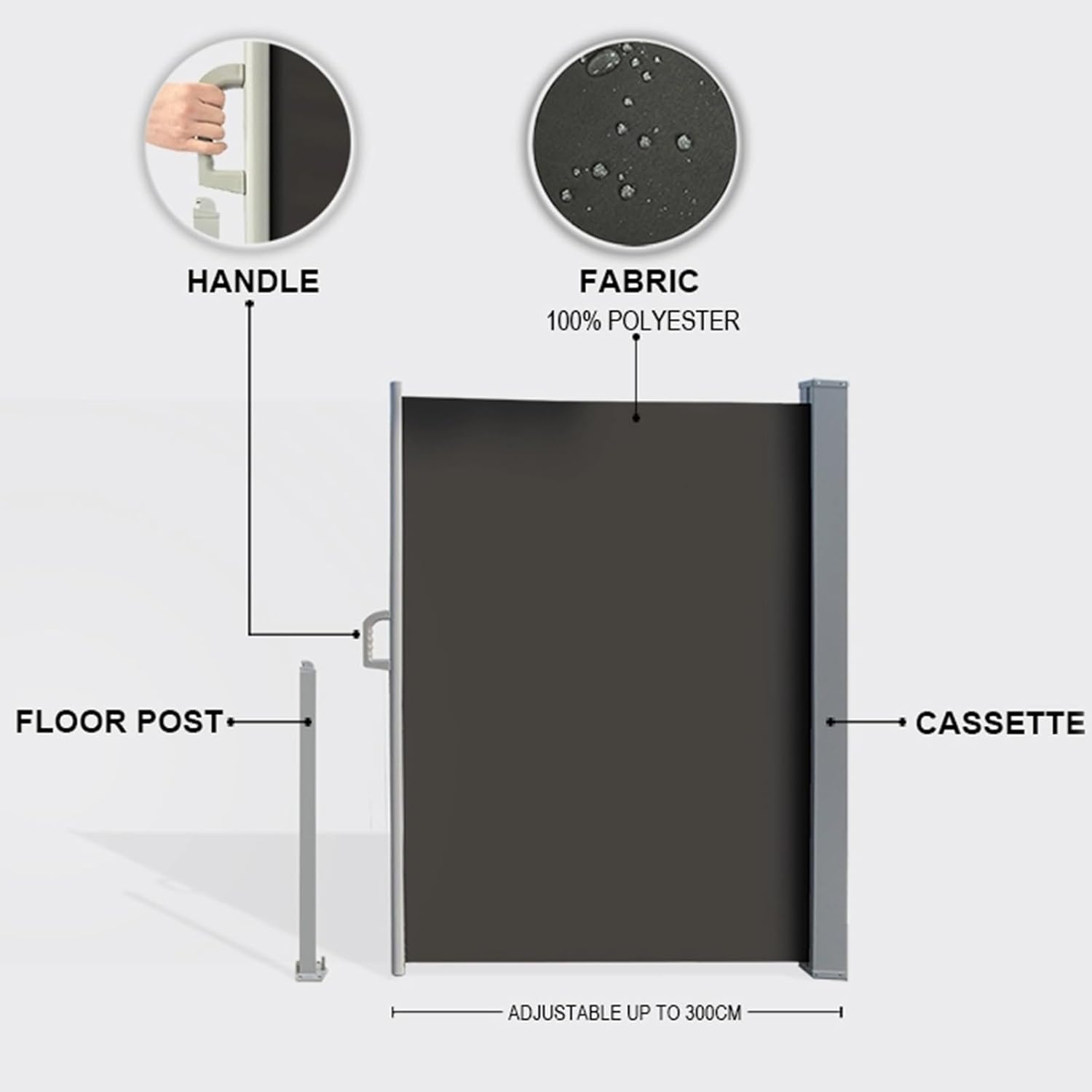 DYUNCZ プライバシースクリーン、サイドオーニング、引き込み式サイドオーニング、格納式プライバシースクリーン屋外、サイドオーニン