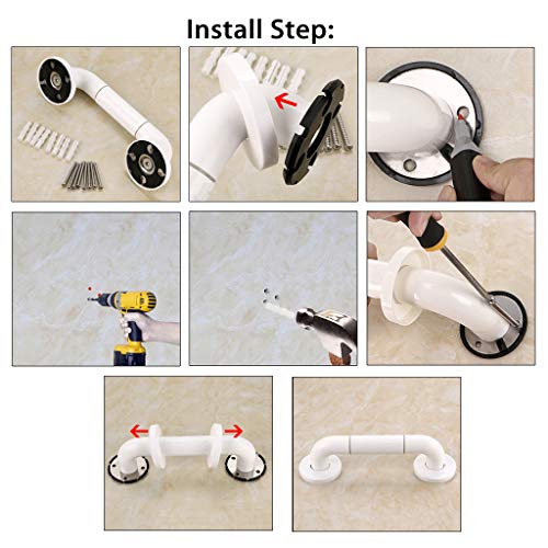 Sumnacon Bath Grab Bar With Anti-Slip Grip And Safety Luminous Circles, 12" Heavy Duty Shower Handle For Bathtub,Toilet, Bathroom,Kitchen,Stairway Handrail,Come With Mounted Screws #TOP5