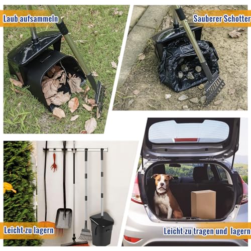 Hundekotsammler,101cm Drehbarer Behälter & Hundekotschaufel mit 20 Abfallbeuteln, Abnehmbar Schaufel für Große Hund,Kotschaufel Geruchsneutral,Langer Griff Large verstellbare Harke Waste Removal