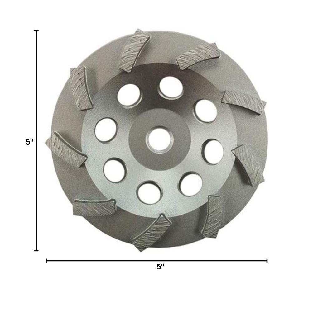 3 Pack - Diamond Grinding Cup Wheel Turbo Swirl 9 Segs 5/8-11 Thread (5")