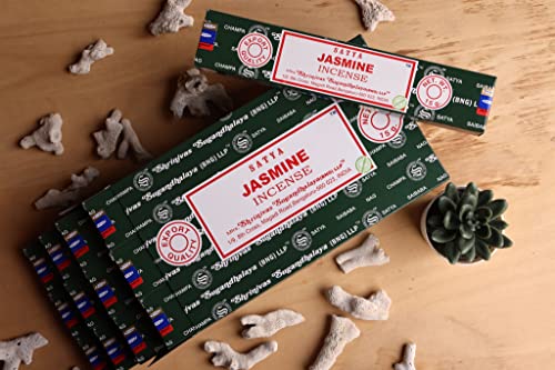 Earth Satya Jasmine Incense Sticks 15 Gms (Pack Of 12) (Green Certified) Indian Perfumed Hand Rolled Agarbatti Perfect For Worship,Relaxation, Medication. #TOP2