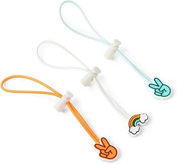Soolla Studio Ties, Clay Bag Ties & Tool Wraps, 3-Packs, Rainbow, Orange & Blue Peace Signs, Pottery & Ceramic Bag Closure Mixed
