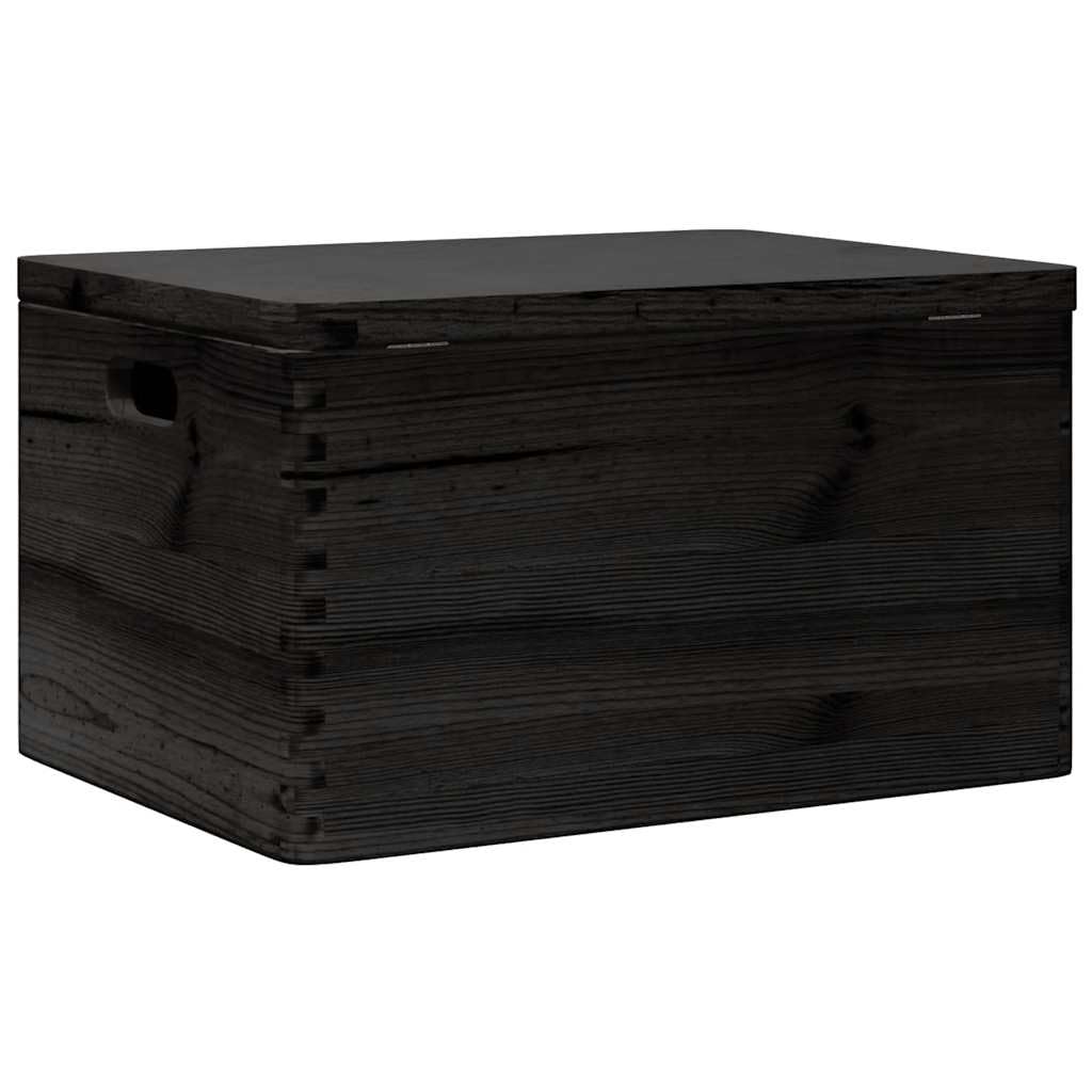 Holzkiste mit Deckel und Griffen Schwarz aus massivem Kiefernholz 40x30x23 cm Aufbewahrungsbox für Ordnung im Schlafzimmer Büro Wohnzimmer mit praktischem Organizer