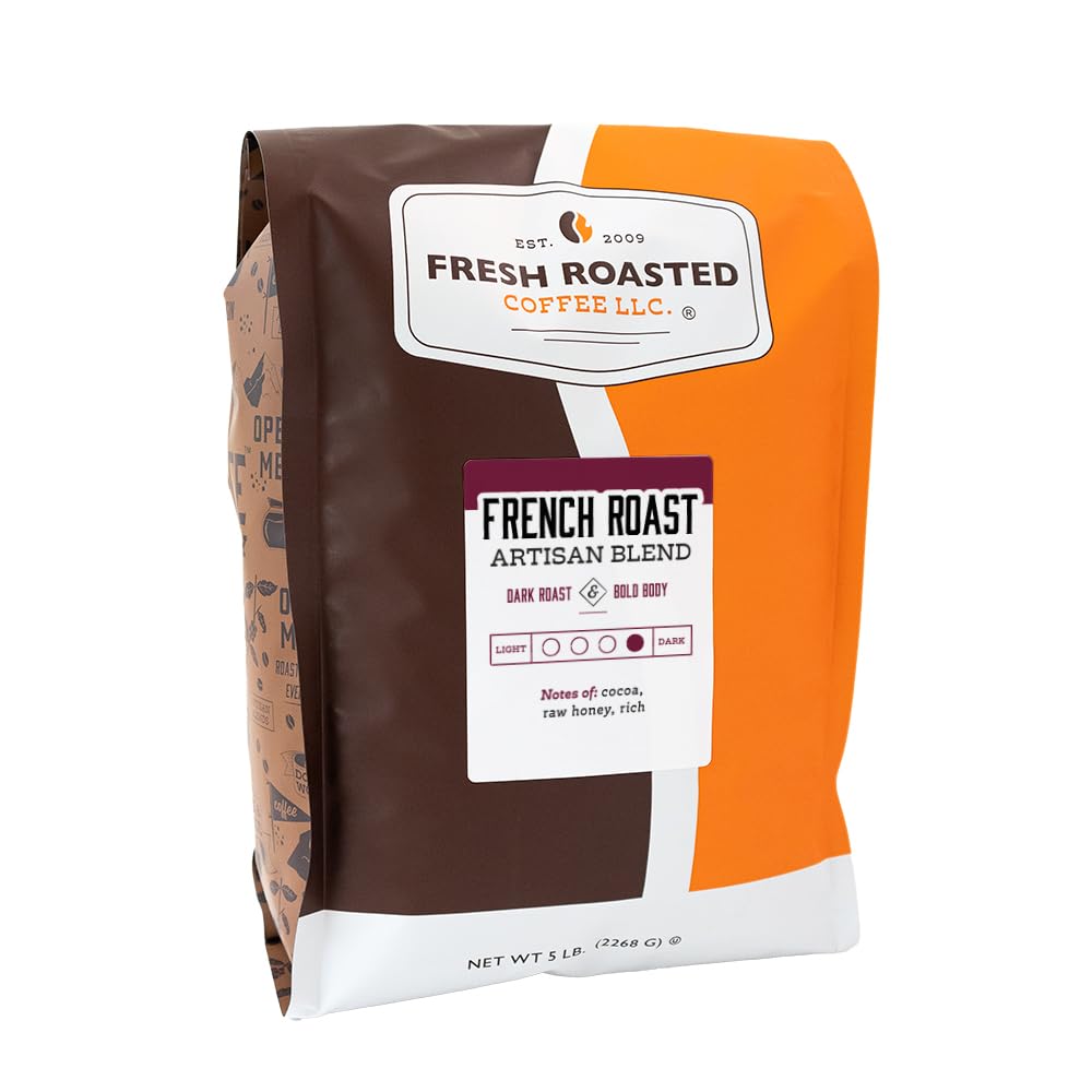 Fresh Roasted Coffee, French Roast, 5 lb (80 oz), Dark, Kosher, Whole Bean