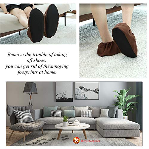 Plasmaller 5 Pairs Non Slip Washable Reusable Shoe Covers Cotton And Polyester For Household Thickened Boot Covers, 5 Colors, L #TOP1