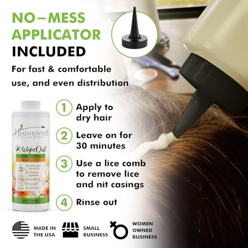 Head Hunters Wipeout Extra Strength Head Lice Treatment for Kids and Adults - Non-Toxic, Natural Shampoo Kills Eggs and Lice for Effective Removal from Hair - 12oz - Thumbnail 6