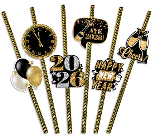 48 pitillos Happy New Year 2026 decorativos miniatura 1