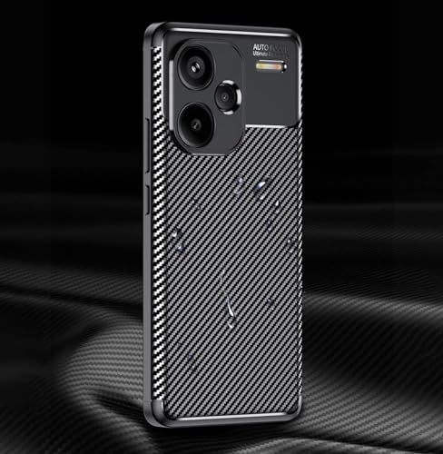 Image of for Redmi Note 13 Pro Plus 5G Back Cover |Soft Silicone Carbon Fiber Texture Anti-Scratch Shockproof Cover for Redmi Note 13 Pro Plus 5G - Black
