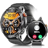 スマートウォッチ メンズ 丸型 1.75インチ超大画面 通話機能付き LINE/メッセージ通知 懐中電灯付き 軍用規格 8~12日持続可能 防水 常時表示 人気 超高輝度 天気予報 アラーム 歩数計 携帯を探す 730mAh長持ちバッテリー 腕上げ点灯 音声アシスタント サイレントモード スポーツウォッチ smart watch 腕時計 父の日 iPhone対応 アンドロイド対応