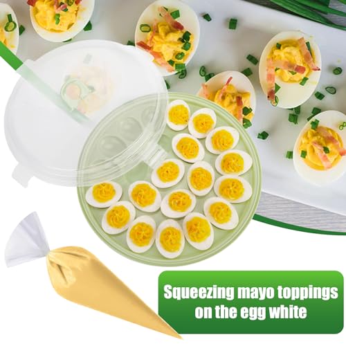 Hansgo HH0249 Deviled Egg Platter With Lid, Round Egg Containers thumb #2
