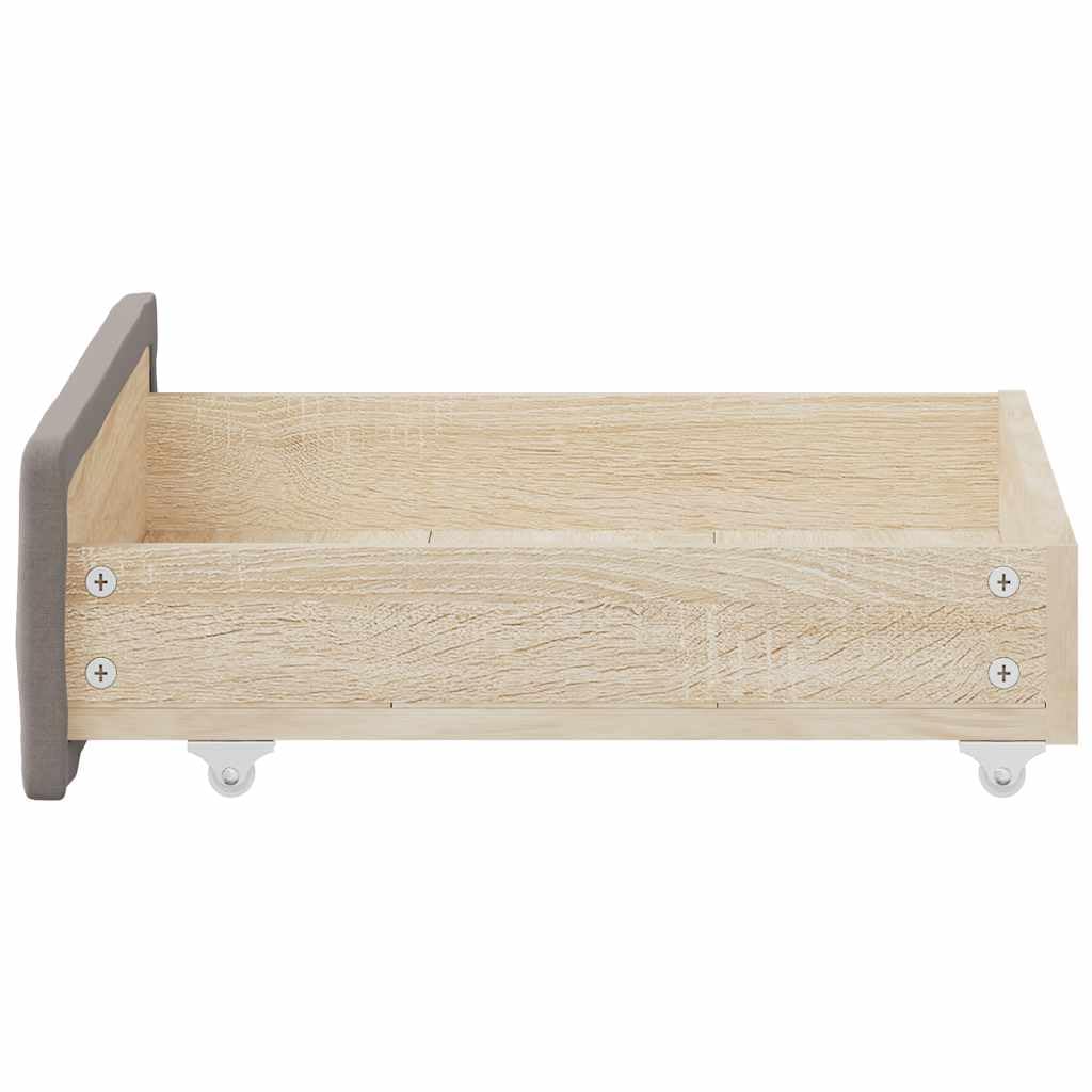 2er Set Unterbettkommode mit Rollen, Bettschublade aus Holzwerkstoff und Stoff, Stauraum-Organizer für Schlafzimmer, Taupe