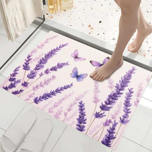 Paillasson d'intérieur 80x120 cm lavable et antidérapant violet - 4