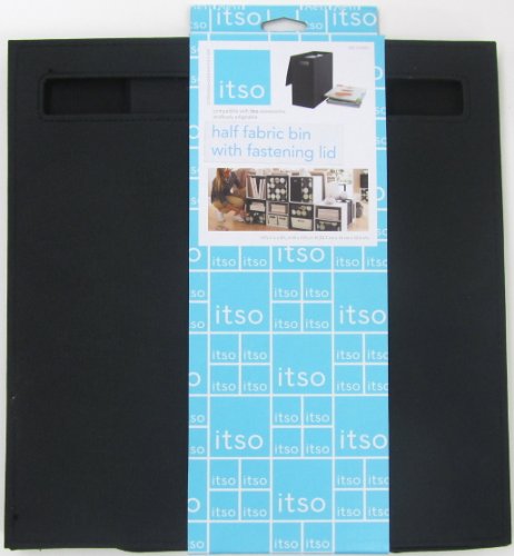 ITSO HALF FABRIC BIN WITH FASTENING LID/ BLACK