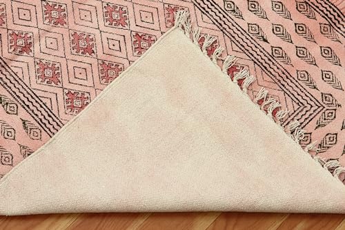 Tapis kilim robuste pour zone de trafic intense en coton beige