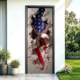 Patriotic Eagle Breaking Wall Door Mural Peel and Stick 30.3x78.7in