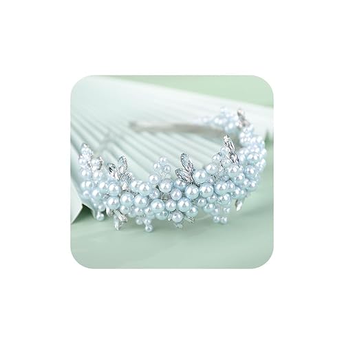 Miniatura 5 de Diadema de boda con perlas de diamantes de imitación de lágrima blanca, accesorios para el cabello de boda, diadema de princesa para novia, tocado