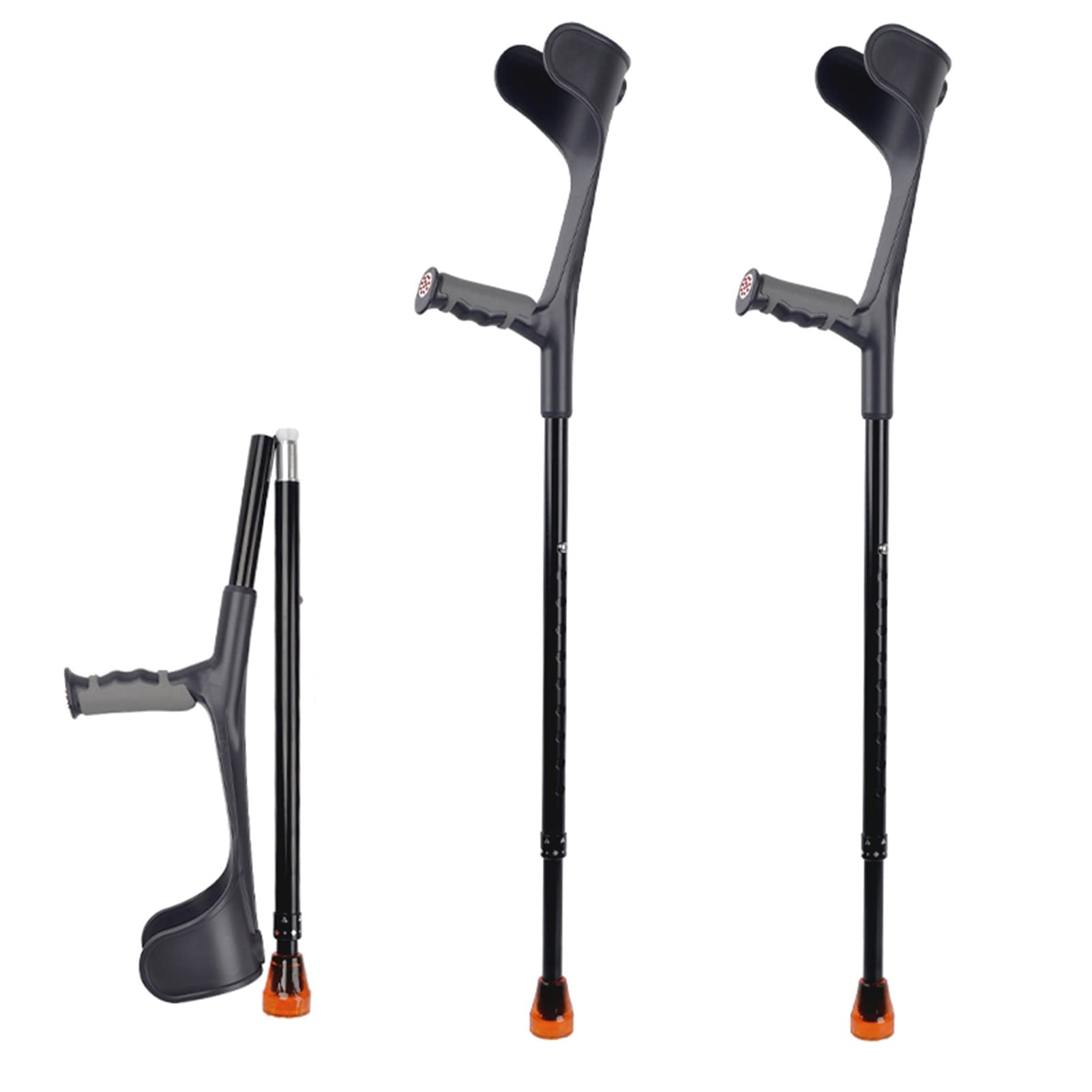 Muletas Plegables de Antebrazo para Adultos, Bastón Médico, Muletas Ergonómicas Ligeras de Aluminio, Regulables en Altura a 10 Velocidades (Color : Zwart, Size : 1 Pair)