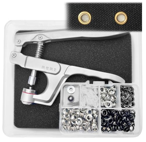 Grommet Alicate para ilhós de 5 mm com ferramentas, conjunto de 100 ilhós com bicos, ferramenta de ajuste para atacadores, roupas, mochila, sapatos, pele