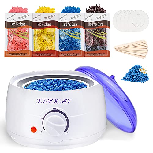 Wax Warmer, Hair Removal Waxing Kit with 4 Packs of Wax Beans Target for Facial Bikini Area Armpit.Melting Pot Hot Wax Heater Accessories Body Waxing Spa Painless at Home Wax Kit for Women