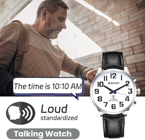 MAUJOY Clear and loud voice radio controlled men's talking watch speaks