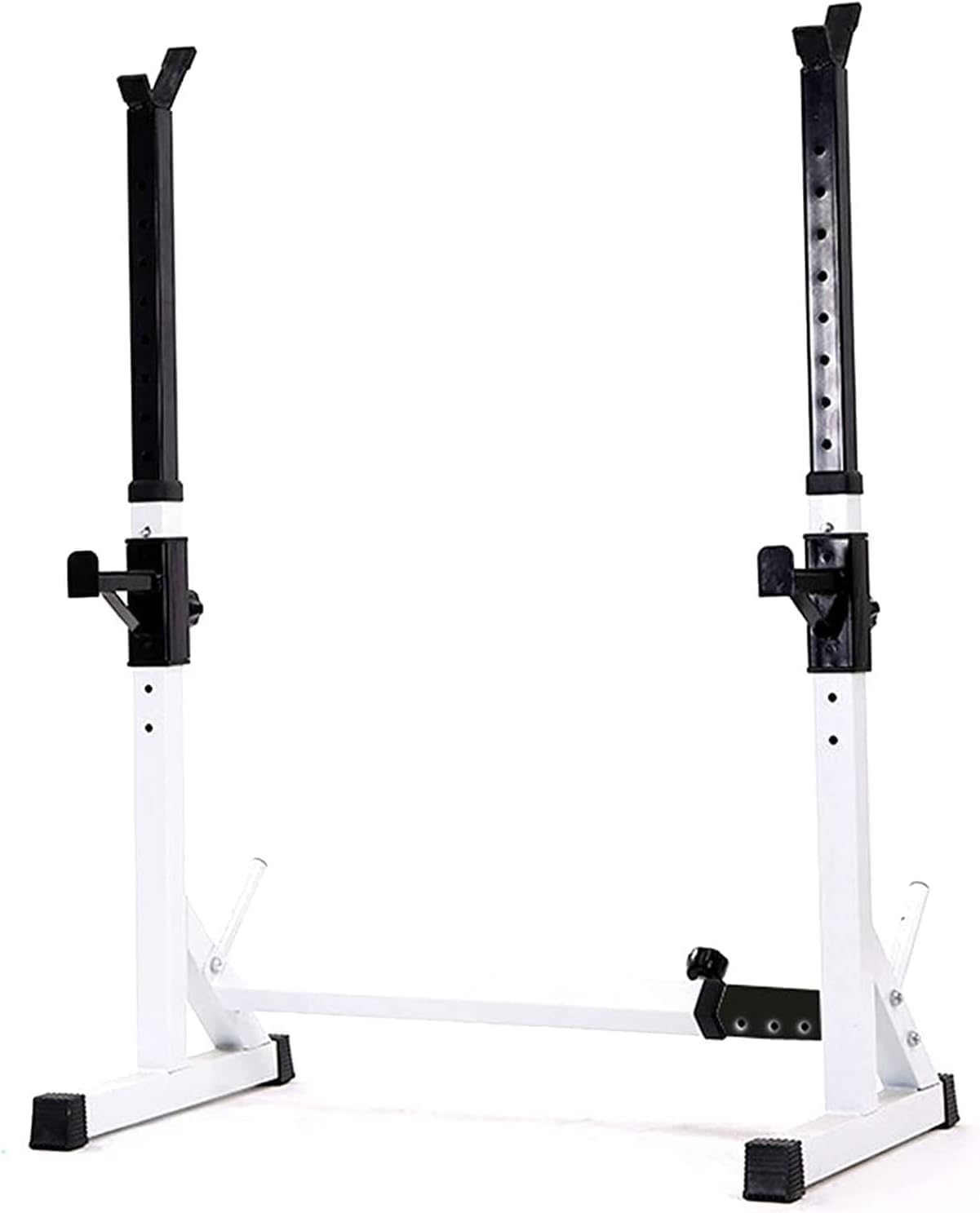 Professional Squat Rack Strength Training Equipment Home Sports Squat Barbell Free Bench Press Stands Home Gym Squat Rack Stand Bench Press Adjustable, White