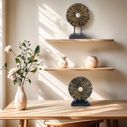 aboxoo Abstract Staute,Modern Decorative Home Decor,Office Desk Sculpture for Men,Creative Round Line Ornament for Bookshelf,Bedroom,Desktop,Dining Table(Copper Black) - Image 6