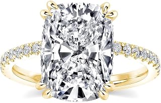 Effinny 4.0ct Elongated Cushion Cut Engagement Ring for Women,S925 Sterling Silver Crushed Ice Cubic Zirconia Promise Ring