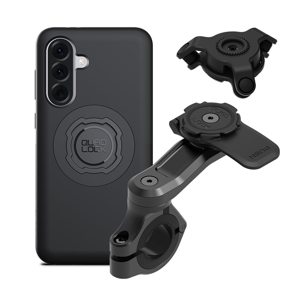 Quad Lock Motorcycle Handlebar Mount PRO Kit with Vibration Dampener and MAG Phone Case for Galaxy A36