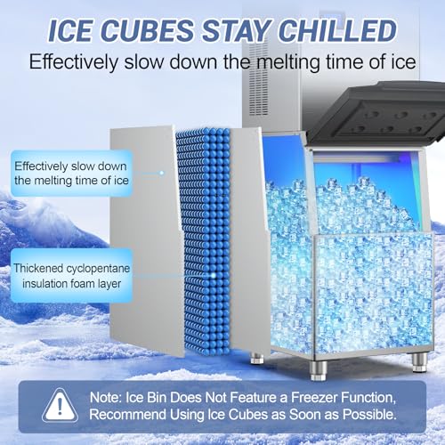 Image of Ice Machine Commercial Ice Maker Machine, 400 Lbs /24H Industrial Ice Machine, 350 Lbs Storage Commercial Ice Machines Free Standing, Cubes Ice Makers Commercial, Restaurant, Cafe, Bar, Hotel