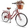 24 Inch Retro Fiets Dames Volwassen Student Stad Commuter Lady Variabele Snelheid Licht Koreaanse Fiets (red)