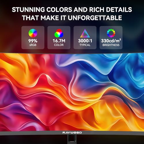 Image of Raywego 49 Inch 5K Curved Gaming Monitor, 5120x1440 DQHD Ultrawide Computer Monitor, 165Hz Refresh Rate, 1500R Curvature, HDR400, FreeSync & G-Sync Compatible, VESA Mount, Black