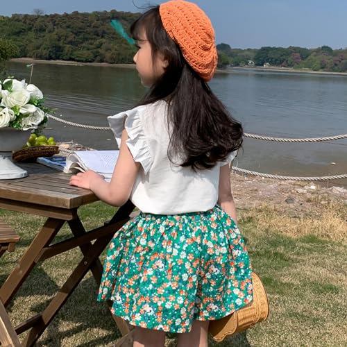 Image of Toddler Girls Ruffle Sleeve T-Shirt Plain Tank Tops Basic Blouse for Girl