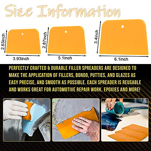 Tinsky Body Filler Spreaders, 15Pcs 4, 5, & 6 Inch Automotive Body Fillers Hard Plastic Spreaders Auto Body Spreader For Applying Fillers, Putties, Glazes Or Caulking Agents Car Body Maintenance #TOP4