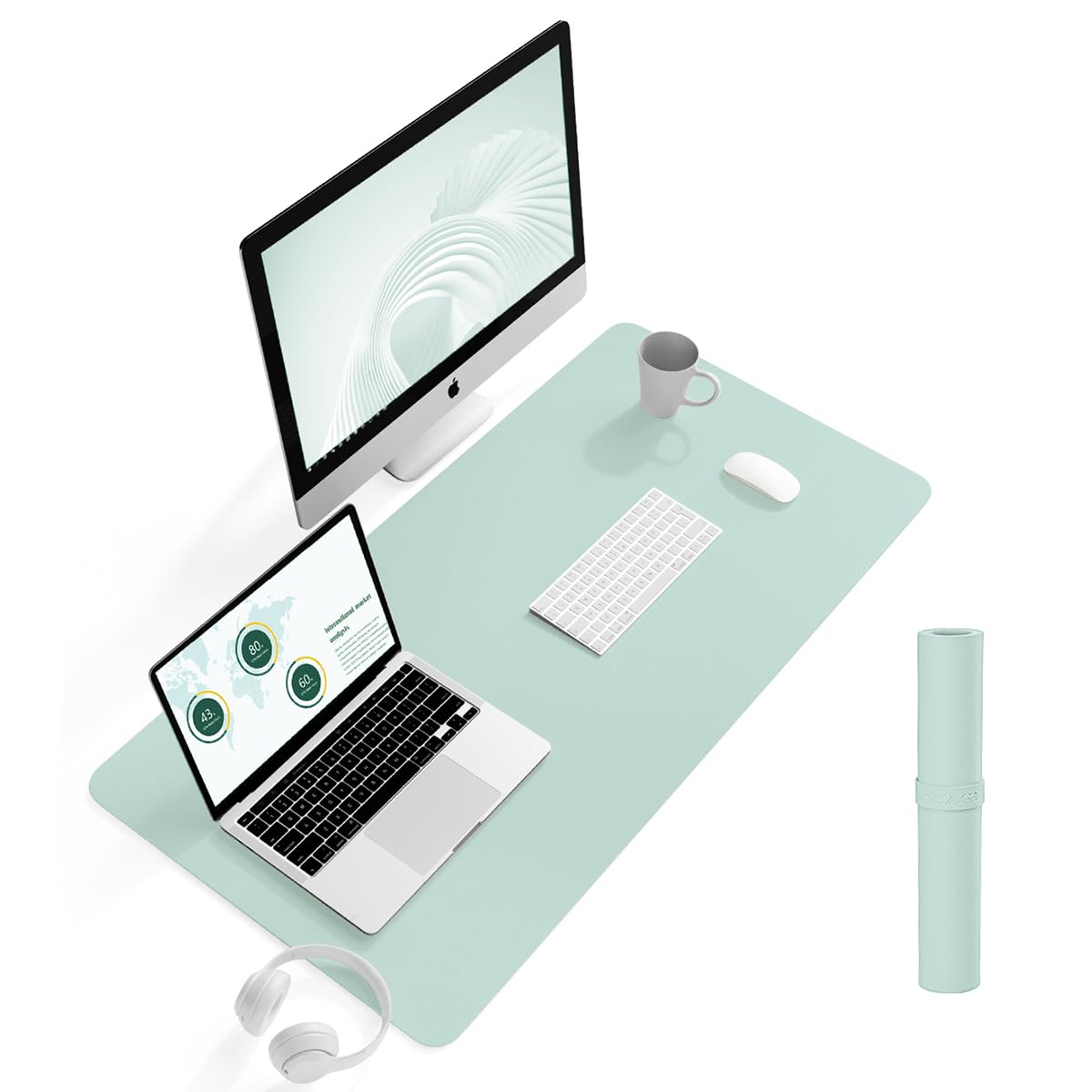 YSAGi Non-Slip Leather Desk Pad L Size, Waterproof Laptop Computer Desk Keyboard Mat, Table Protector Blotter Mat, Large Mouse Pad for Office/Work/