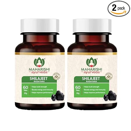 Maharishi Ayurveda Shilajeet Rasayana | Natural & Pure Shilajit for Strength, Stamina & Endurance | 60 Tablets Pack of 2