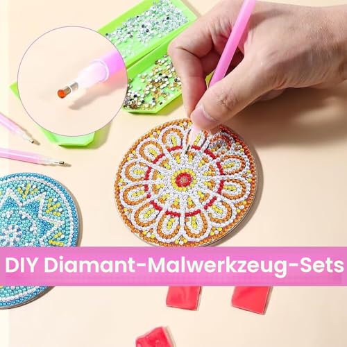 WOLMIK 5D DIY Diamond Painting Zubehör Kit, 18 Stück Diamant Painting Bilder Kit für Diamantperlen Bastelzubehör, Diamant Painting Craft Nail Art Stickerei Kreuz Stitch mit Stift für Erwachsene Kinder