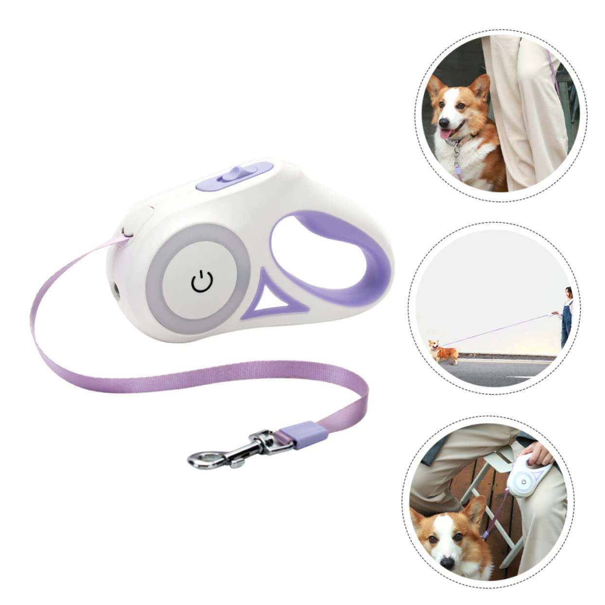 Hemobllo Correa para Perro Extensible Luz LED Automática, Material Abs y Nylon, Batería AAA Incluida, Adecuada para Pasear y Entrenar Mascotas de Forma Fiable y Cómoda