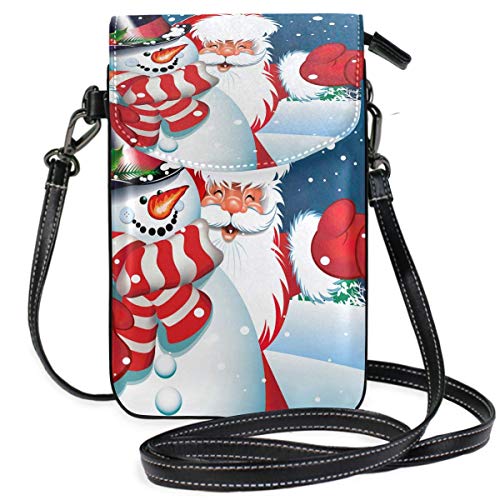 Preisvergleich Produktbild Handy Geldbörse Crossbody Weihnachten Santa und Schneemann Kleine Umhängetasche Handy Geldbörse Geldbörse für Frauen Mädchen
