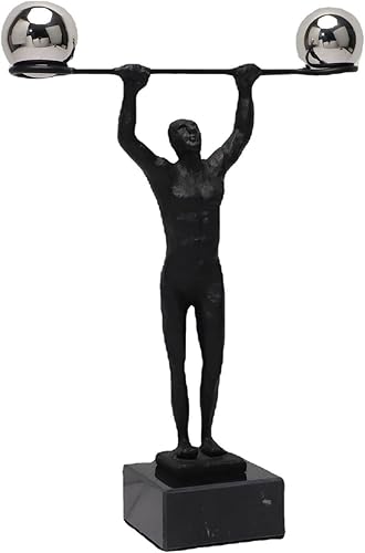 Miniatura 9 de R REALONG Black Thinker - Estatua de lectura abstracta, figuras coleccionables de estilo moderno de metal de 6.3 pulgadas, adorno de meditación para