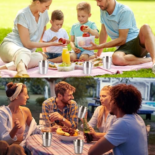 LOPYXBR Lot de 6 Tasses en Acier Inoxydable de 300ml, Double Paroi Tasse Inox pour les Dîners en Famille, les Fêtes Entre Amis et le Campingm, Empilable, Compatible Lave-vaisselle – vue 6