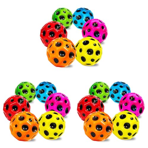 Image of VGRASSP Super Bouncy Rubber Moon Ball Toy for Kids and Adults with Craters - High Bounce, Textured Grip, Perfect for Playtime Fun - Return Gift Foam Ball, Multicolor (Pack of 18)