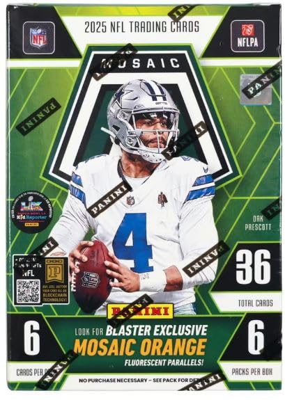 2025 Mosaic Football Trading Cards Blaster Box 36 Cards Per Box.