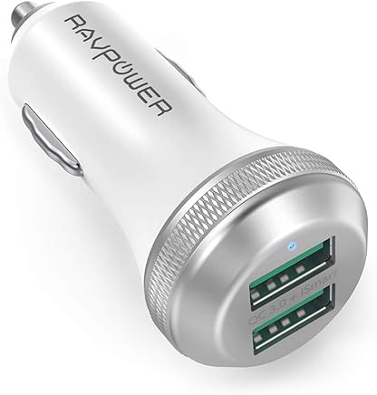 RAVPower Cargador de Coche, Adaptador de Coche Mini USB 24 W 4,8 A con Puerto Dual iSmart 2.0 para iPhone X/iPhone 8/8 Plus/Galaxy S9/S8/Note 8 y m RAVPower Cargador de Coche, Adaptador de Coche Mini USB 24 W 4,8 A con Puerto Dual iSmart 2.0 para iPhone X/iPhone 8/8 Plus/Galaxy S9/S8/Note 8 y m