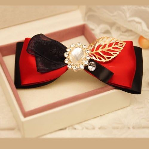 My Colour 100% Handmade Elegant diamond ribbon bow hair accessories Hair clip ---black and red