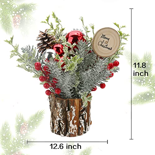 Mini árvore de Natal branca, pequena árvore de Natal de mesa flocada mini árvore artificial com dive