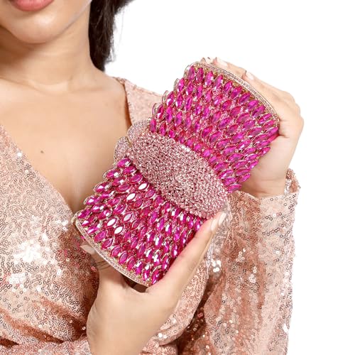 Image of Boutique De FGG Mini Sparkly Crystal Clutch Purse for Women,Evening Bags with Spikes,Wedding Party Rhinestone Clutch Handbag