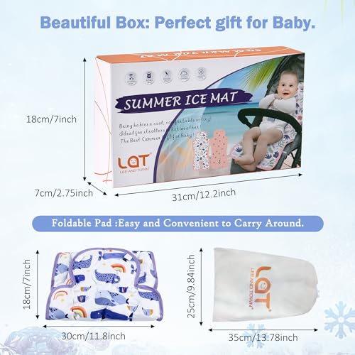 Image of Gel Car Seat Cooler Pad,1 Pack Double Sides-Universal Baby Stroller Ice Cushion Mat,Summer Cooling Seat Liner,Multifunctional Suitable for Baby Dining Chair,Child Safety Seat(Whale + Blue Dinosaur)