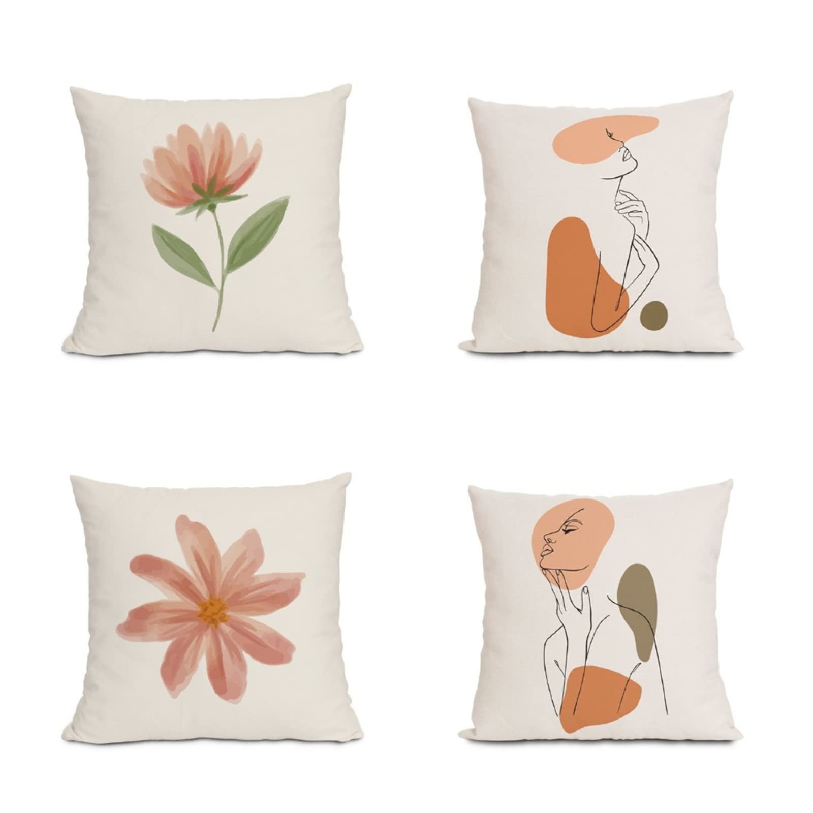 Cuscini, Cuscini Divano, Copricuscini, Fodere Cuscini, Federa Cuscino, Cuscini, Cuscini Divano, Cuscini Letto, Federe Cuscini Divano, Cuscino da Divano, 4 Pezzi Fiore minimalista 55x55 D7310