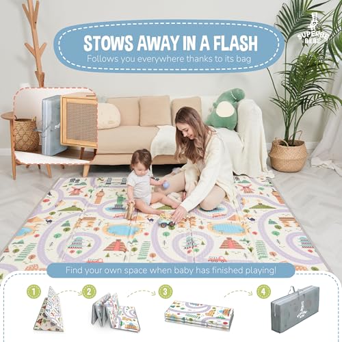 Tapis de Jeu pour Enfant Bebe 150x180x1cm Tapis de Sol en Mousse Epais Pliable Reversible Tapis d'éveil pour Bébé Tapis de Motricité Favorisant Le Développement Sensoriel Cadeau bébé - vue 3